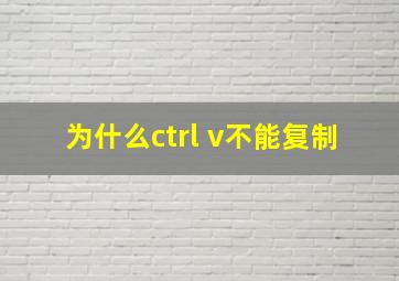 为什么ctrl v不能复制